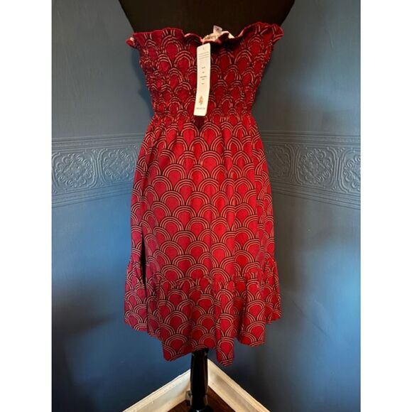 La Mer Luxe Izzy Dress in Cannes Crimson Black Sz M - Picture 3 of 3